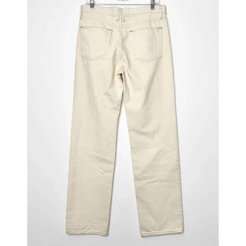 SLVRLAKE Pheonix Winter Ecru Straight Mid Rise Jeans Cream Off White